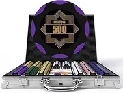 HEITOK Clay Poker Chip Set for Texas Hold’em, 500 PCS with Denominations Professional Casino Blackjack Set, a high-end Carrying case with Aluminum Travel Case