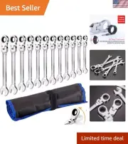 Flexible Ratchet Wrench Set 12pcs 8-19mm Spanner Gear Ring Ratcheting Combina...