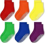 [GRPSKCOS] Stopper Socks Children, 6 Pairs ABS Rainbow Non-Slip Toddler Socks for 1-7 Years Girls Children Non-Slip Socks