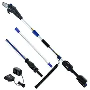 POWERBLADE 20V Cordless Pole Saw & Hedge Trimmer Combo, 8" Chainsaw Pruner & 20" Hedger, Telescopic Handle, Battery and Fast Charger Kit