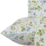 [Laura Ashley] Home Spring Bloom Cotton Sateen Sheet Set, Blue, Queen
