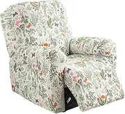 [Eco-Ancheng] Recliner Slipcovers 4-Pieces Recliner Chair Covers Lazy Boy Chair Covers Stretch Recliner Couch Covers Fitted Non Slip Reclining Slipcovers Furniture Protector for Recliner with Pocket,t01