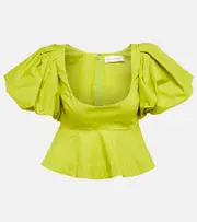 [Oscar de la Renta] Oscar de la Renta Peplum cotton crop top AU 12 green