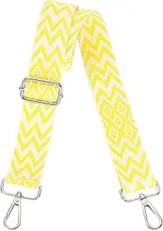 [uxcell] Purse Straps Replacement Crossbody, 1.5 Inch Wide Shoulder Bag Strap Adjustable Canvas Straps for Handbag Wallet Clutch Bags with Silver Buckle, Bright Yellow Geometrical