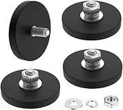 MIN CI 4Pcs Rubber Coated Neodymium Magnets, Powerful Round Rare Earth Magnets with M6 Male Thread Stud, Bolt on Magnets Anti Scratch Waterproof Magnet Base with Rubber Coated for Light Camera Mount