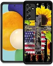[ZHEGAILIAN] Compatible with Samsung Galaxy A13 5G Case,Non-Slip Soft TPU Bumper Shockproof Protective Case Compatible with Samsung Galaxy A13 5G 6.5 inch for Women-Faith Sunflower USA Flag