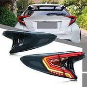 LED Tail Lights Assembly Compatible with Toyota C-HR 2018-2022 Start-up Animation Sequential Turn Signal Black Rear Lamps Accessory