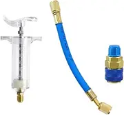 smilfuy AC Oil Dye Injector Kit, 30ml/1 Oz Hand Push Compressor Oil Injector Refrigerant Tool with Quick Coupler, Manual Air Conditioner Oil Dye Filler with 1/4" SAE Connector