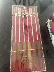 Vintage! Solingen rost frei 6 Pc long forks Set Germany ~ NICE ~