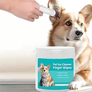 Mumoo Bear Pet Ear Cleaning Finger Wipes for Dogs & Cats Anti-Mite Wet Tissue, Pack of 50, Pet Ear Wipes
