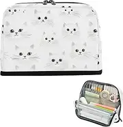 Pencil Box Case Large Capacity Pen Cases Multi-Purpose Stationery Organizer for Girls Preppy School Cartoon Cute White Cat