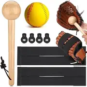 TOBWOLF 10PCS Baseball Glove Break in Kit, Baseball Glove Mallet Baseball Mitts Shaper Wooden Baseball Hammer, 12oz Baseball/Softball Fungo Racquet w/Replacement Net, Iron Frame Baseball Racket