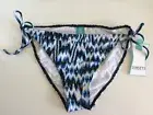 SUNSETS Bikini Bottom, HIGH TIDE, Tie Side, Size MEDIUM, Blue Black White, NEW
