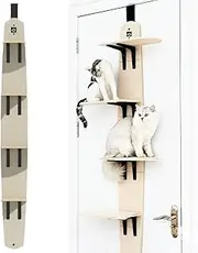 Door Hanging Cat Shelf, Multi Level Door Hanging Cat Shelf, with Removable Soft Mat, 4-Levels Climber (1pc)