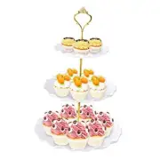 3 Tier Cupcake Stand Holder, Plastic Cup Cake Stand Towel with Tiered White
