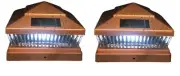 2 Pcs Copper Solar Garden Outdoor Cap Post Light 5X5 Plastic with 5 LED Bulbs