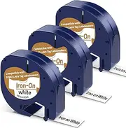 3 X 18769 Iron on Labels Compatible with Dymo Letratag Tape Name Label for Clothes, Replacement for Dymo Label Tape Iron on Labels for Clothes Use for LT-100T LT-100H QX50