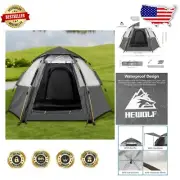 Waterproof 3-Person Pop Up Camping Tent - Quick 60 Sec Setup & Hexagonal Design