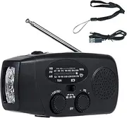Emergency Crank Weather Radio, 2600mAh Solar Hand Crank AM FM NOAA Radios, with LED Flashlight, SOS Alarm, Cell Phone Charger for Indoor Outdoor Emergencies