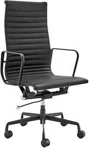 Matt Blatt Eames Premium Replica High Back Office Chair Genuine Leather (Black/Black) - MBEAMOCHBBA