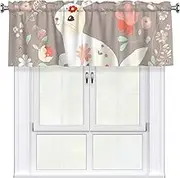 LHBWCVN Easter Bunny Floral Valances for Windows, Rod Pocket Window Treatment Drapes Farmhouse Kitchen Curtains Short Blackout Window Curtains for Living Room Bedroom Decor 54x18 Inch
