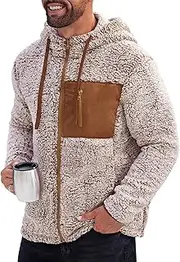 VOGSTART Herren Sherpa Reißverschluss Jacke Unscharf Vlies Kapuzenpulli Thermisch Strickjacke mit Tasche (S-XXL)