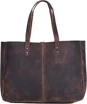 Leather Tote Bag for Women Purse Satchel Travel Bag shopping Carry Messenger Multipurpose Handbag by KomalC (18.5 INCH, Buffalo Distressed Tan)