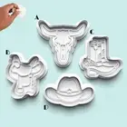 Cute Cowboy Skull Hate Saddle Boots Cookie Fondant Cutter Embosser + Handle