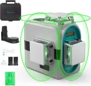 3D 12LINES Laser Level Self Leveling Green Cross Line 3x360 +2 battery DECTEAM