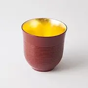 TOKYO MATCHA SELECTION - Oshima : Meoto Chawan - Yunomi Tea Cup - 2 color - Inner; Gold - JP Lacquer ware from Ishikawa [Standard ship by Int'l e-packet: with Tracking & Insurance] (Red)