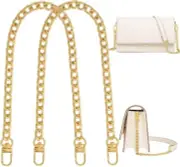 2Pcs Flat Purse Chain Strap Handbag Replacement Strap with Metal Buckles