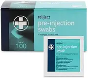 Reliance Medical Pre-Injection Swab Wipes - Individually Wrapped Medical Skin Cleaning Wipes with 70% Isopropyl Alcohol, White, Pack of 100