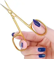 Raheem Cuticle Scissors Professional Cuticle Scissors Curved Thin Stainless Steel Super Sharp Cuticle Cutter Remover Small Beauty Scissors for Cuticles Dead Skin Eyebrows Eyelashes Gold
