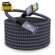 USB 3.0 Extension Cable 25 Ft - Nylon Braided USB Extender for Webcam, Camera