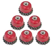 6 PACK OF 100MM 4" TWIST KNOT WIRE CUP BRUSH SET KIT FOR M14 ANGLE GRINDER