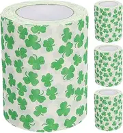 Healeved 4 Rolls Green Leaf Toilet Paper for Toilet,St Patricks Part Tissue Rolls,Novelty Toilet Paper,St. Patricks Day Funny Toilet Paper,Party Favors Bathroom Decorations