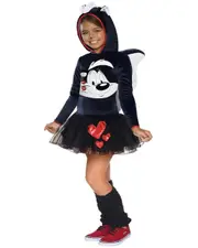 Looney Tunes Pepe Le Pew Hooded Dress Girls Costume