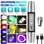 White Yellow BLUE LED Flashlight 365/395nm UV Light Blacklight Inspect Torch USB