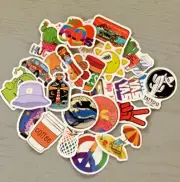 Stickers Retro 60s 70s art vibes travel hippy Vinyl Junk Journal Planner 25pc
