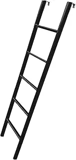 Floor-Stand Black Bunk Ladder Twin Loft Bed Ladder with Hooks, Metal Rv Bed Ladder, Kids Bedroom/Dorms Elevated Bed Ladder/175Cm/68.8Inch,155Cm/61Inch