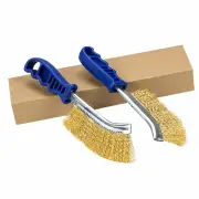 "2PCS Heavy Duty Wire Brushes for Cleaning Rust Removal Carbon and Stainless Steel Bristles 11"" Long Ergonomic Plastic Ha"