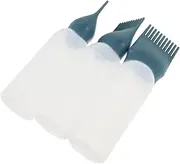 BAZEITFLOW Plastic Hair Oil Applicator Bottle Set 3pcs for Scalp Oiling and Hair Dyeing