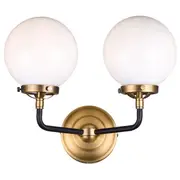 Goth 2L Wall Lights Brass Modern Gold Opal Glass | Marden Designer