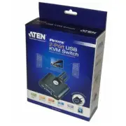 Aten CS22U Economy 2-port KVM switch USB &VGA Cable all-in-one a built-in remote