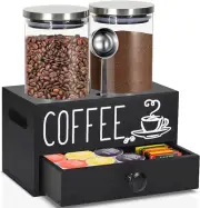 Glass Coffee Containers with Shelf, Coffee Bean Storage Container with Airtight
