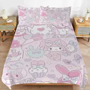 a1653 My Melody Duvet Cover Set, 3 Piece Bedding Set 86x70" Double Sided Printing Decorative Comforter Cover Set (1 Duvet Cover + 2 Pillow Shams)" jfr