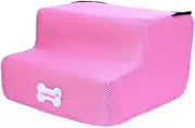 Fzaqwen 2 Tiers Dog Steps for Pets with Stable Base and Washable Design for Sofa Use, Pink