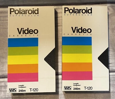 Blank Polaroid Supercolor Video Cassette Set Of Two VHS Tapes T-120 NEW SEALED