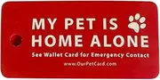 KODASW Dog Cat are Home Alone Alert Emergency Card & Key with Emergency Contact Call Cards Pet Emergency Contact Keychain Acrylic