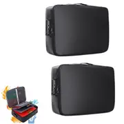 2PCS Document Bag Document Organizer with Lock Home Office Travel Safe Holder Portable File Storage Box-Black